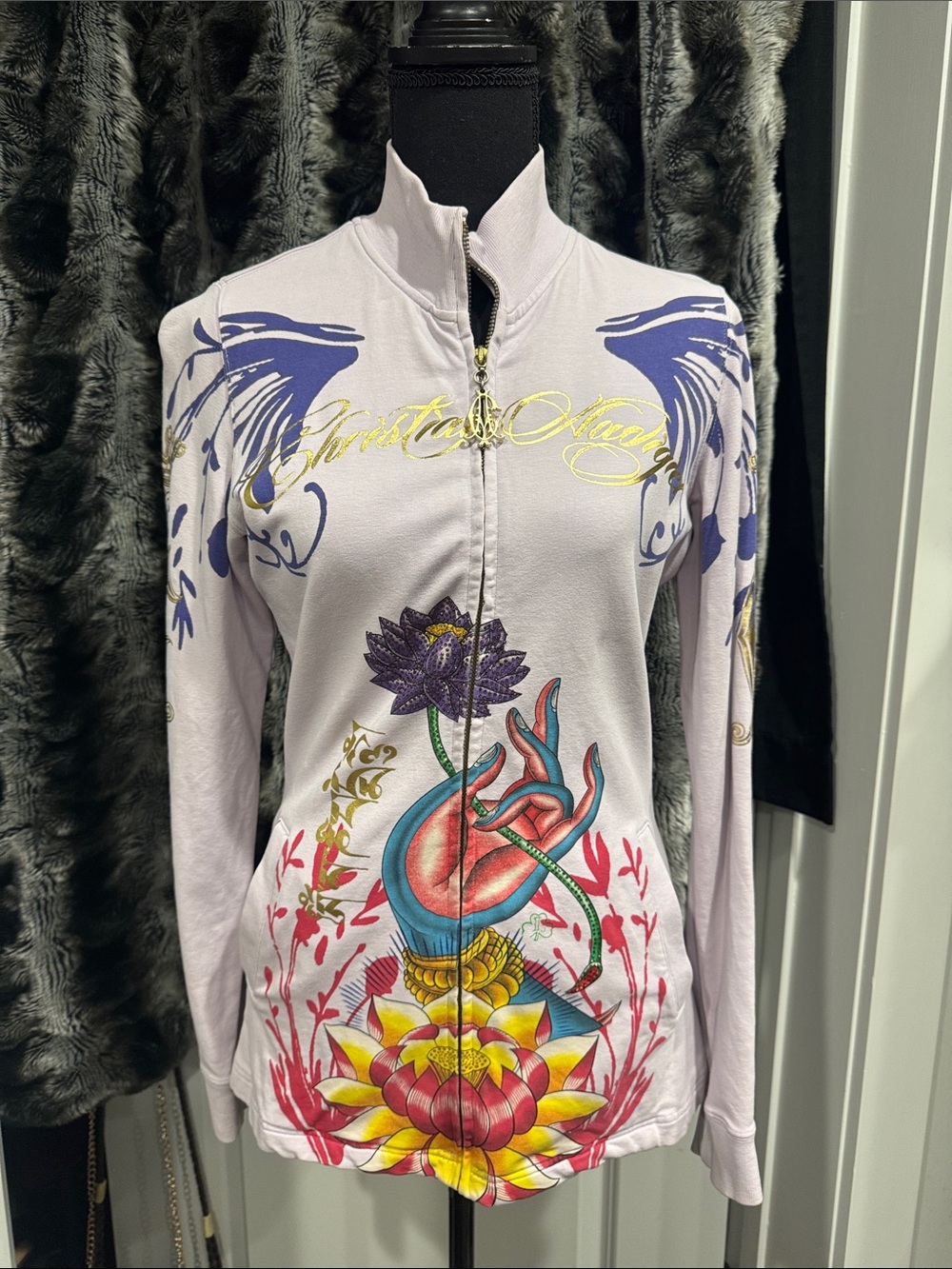Christian Audigier Gold  Jacket with White Collar Trim